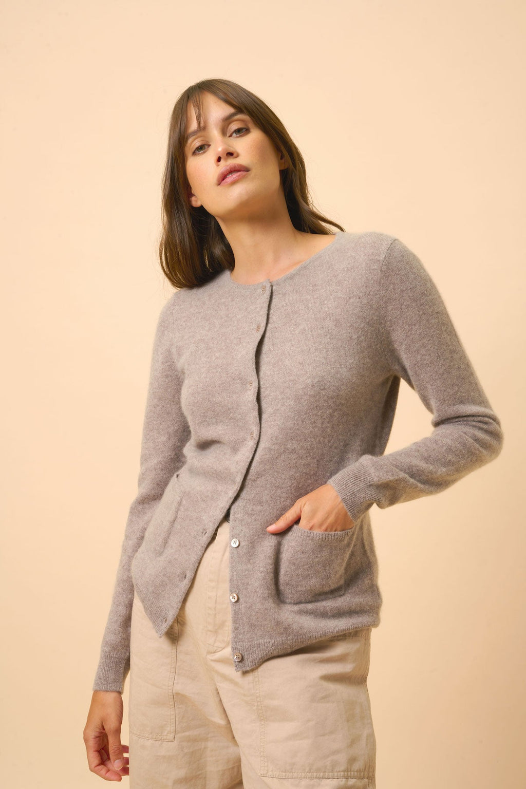 Cardigan Cuello Redondo - Katharine - Caribú Jaspeado