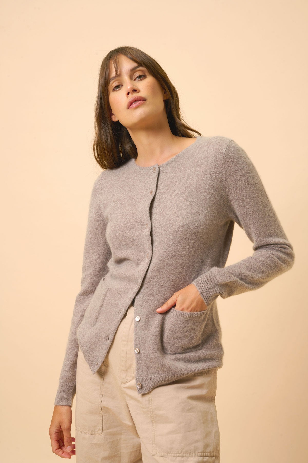 Cardigan Cuello Redondo - Katharine - Caribú Jaspeado