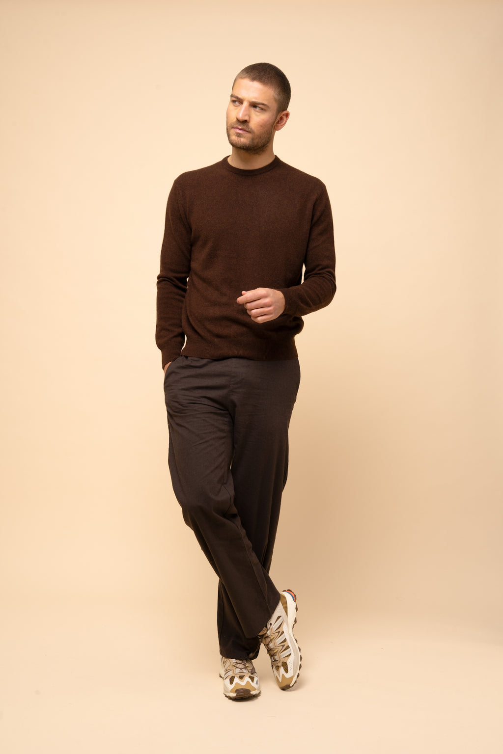 Just Cashmere - Jersey de Cuello Redondo - Howard - Café