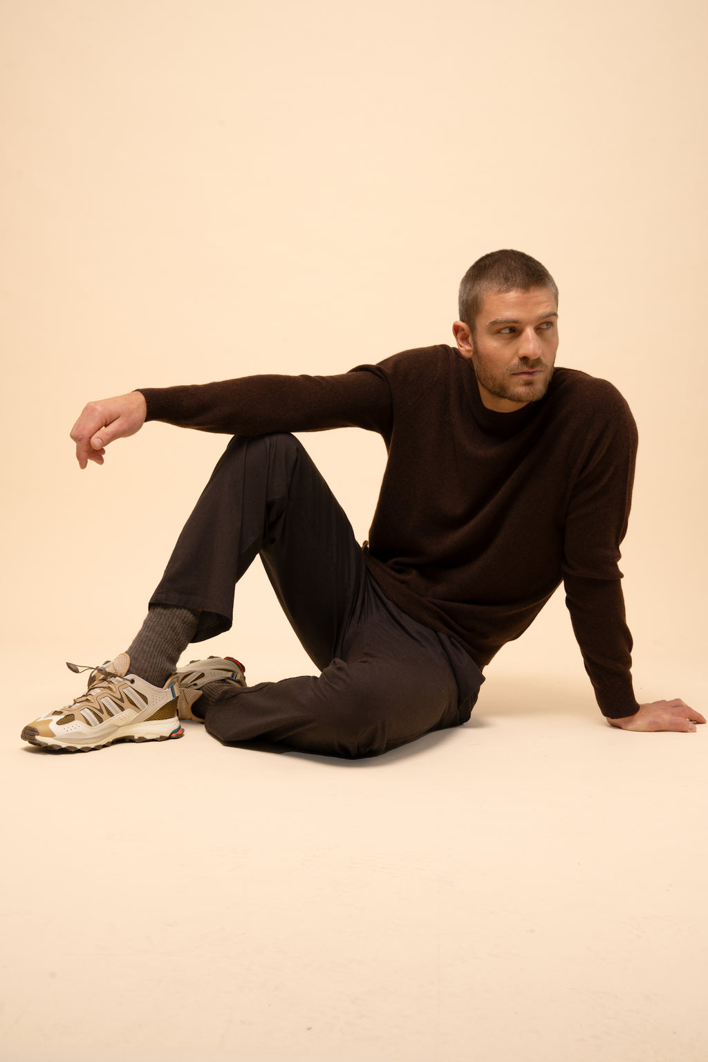 Just Cashmere - Jersey de Cuello Redondo - Howard - Café