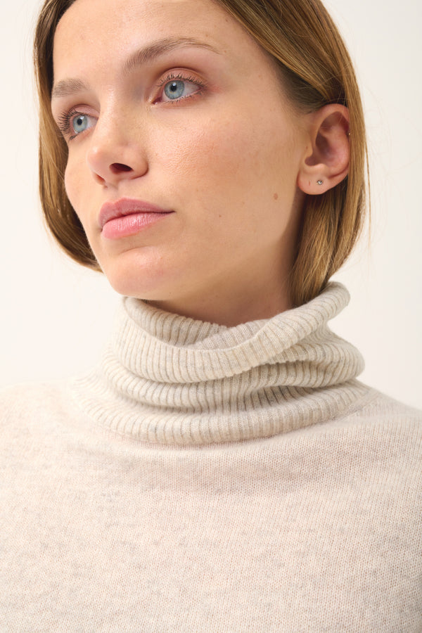 Roll-Neck Jumper - Lexie - Mottled Pearl Grey