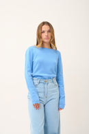 Pull Col Bateau Grace - 100% Cachemire 2 Fils - Baby Blue - Femme