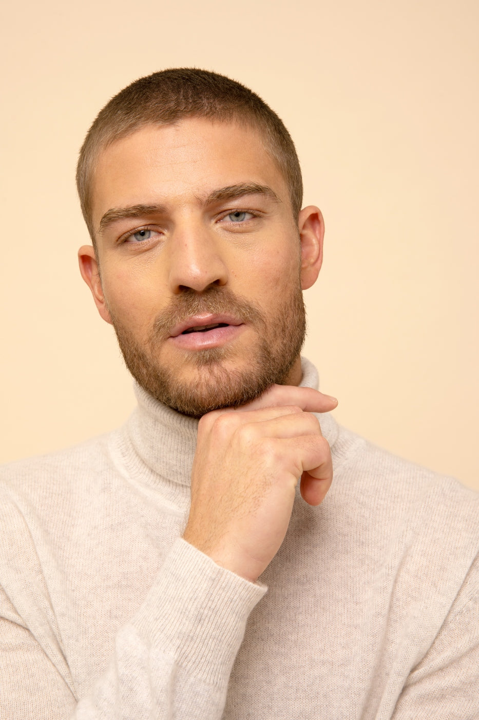 Roll Neck Jumper - Connor - Pearl Grey Marl