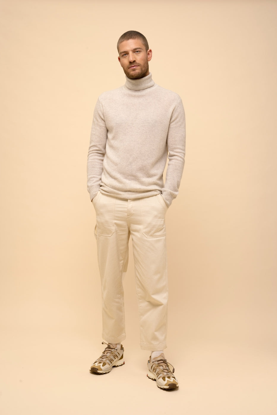 Roll Neck Jumper - Connor - Pearl Grey Marl