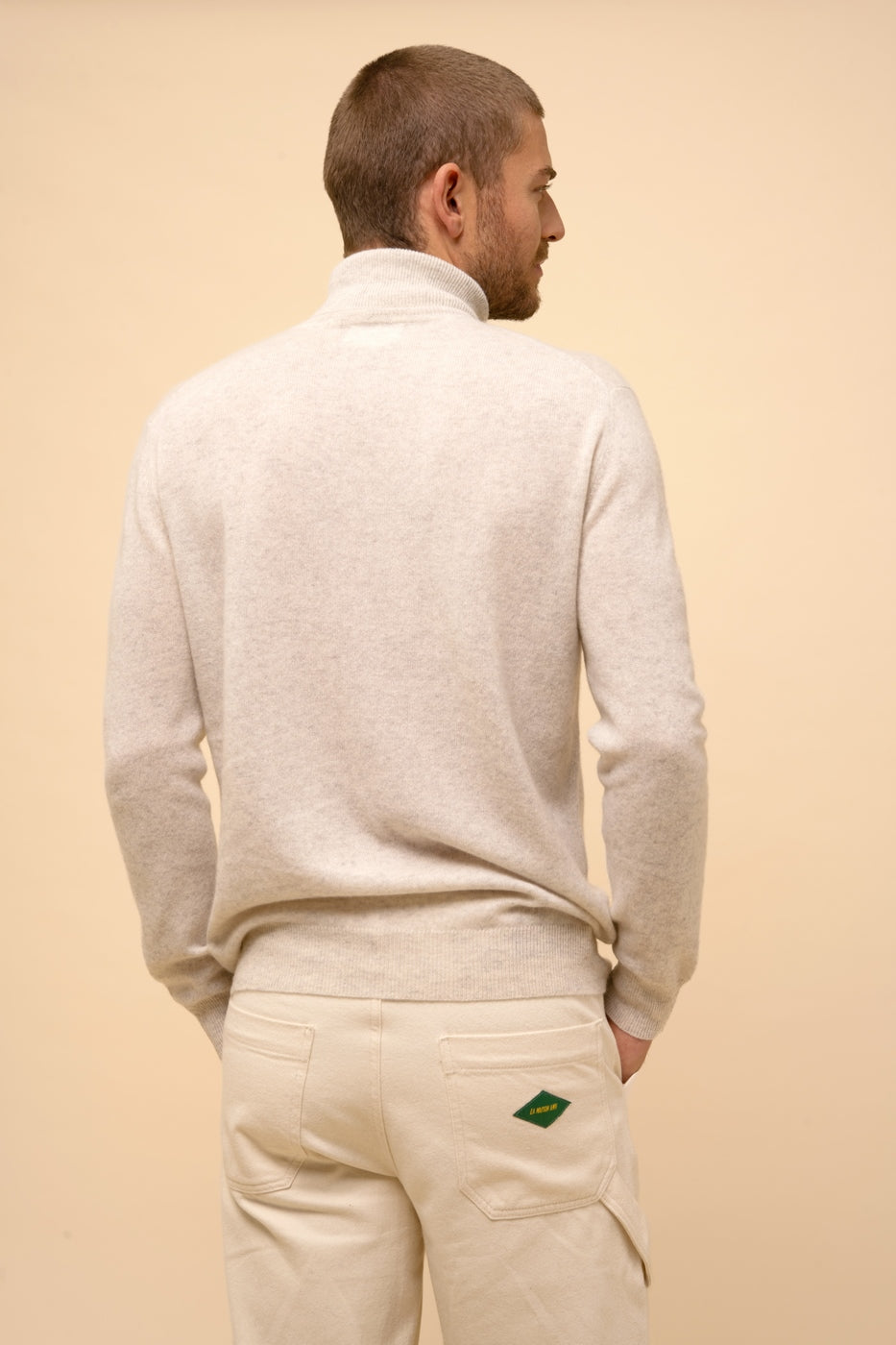 Roll Neck Jumper - Connor - Pearl Grey Marl