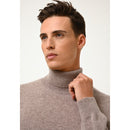 Just Cashmere - Pull Col Roulé Connor Caribou Chiné, 100% Cachemire, 2 Fils, Jersey - Homme