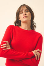 Jersey Cuello Redondo - Jane - Carmín