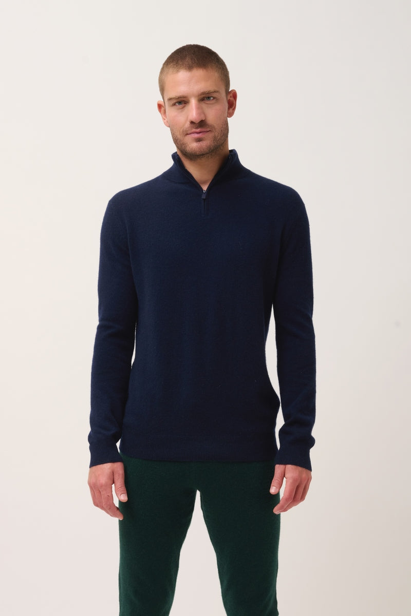 Pull Camionneur Bradley - 100% Cachemire 2 Fils - Navy - Homme