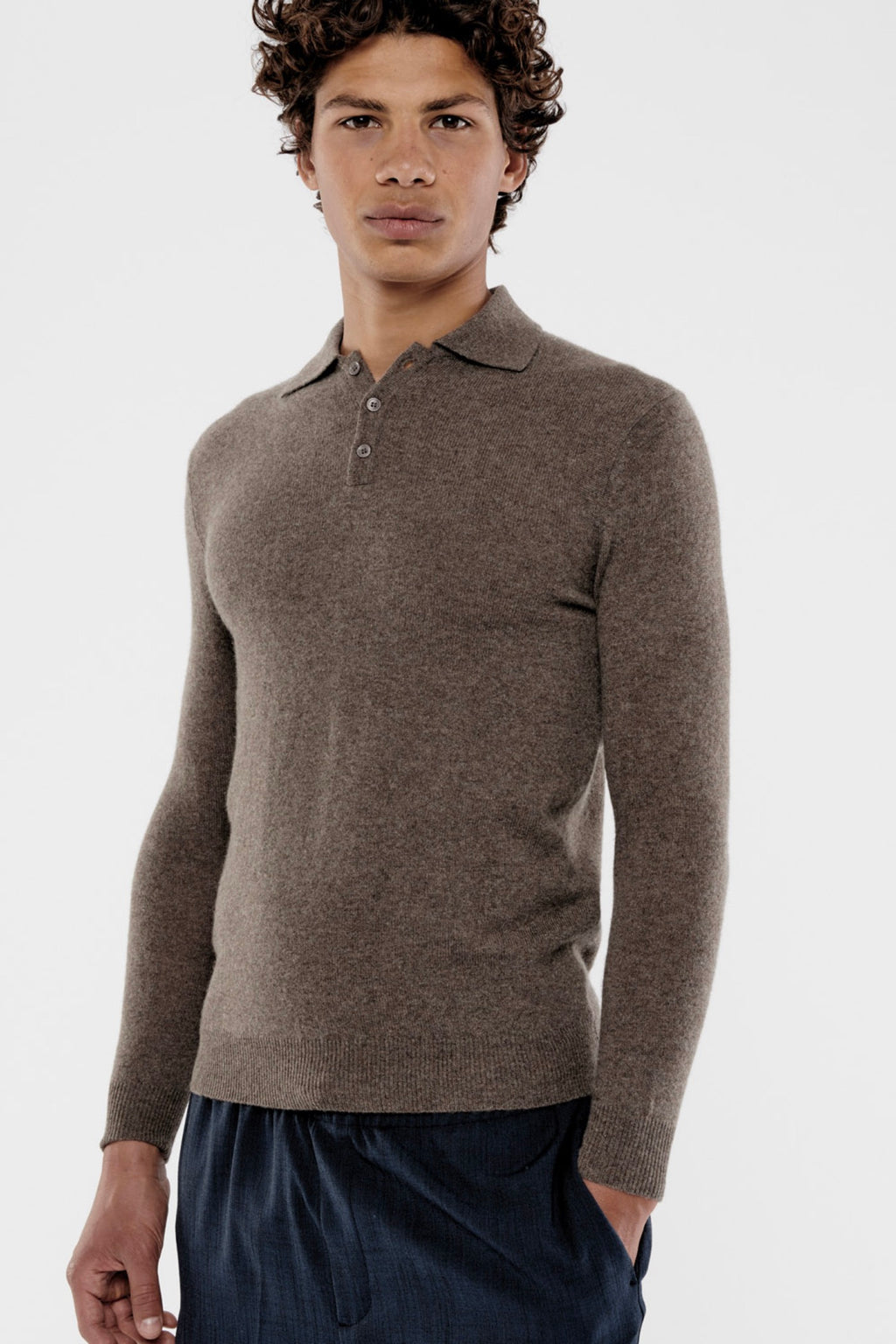 Polo Manches Longues - Douglas - Taupe Chiné