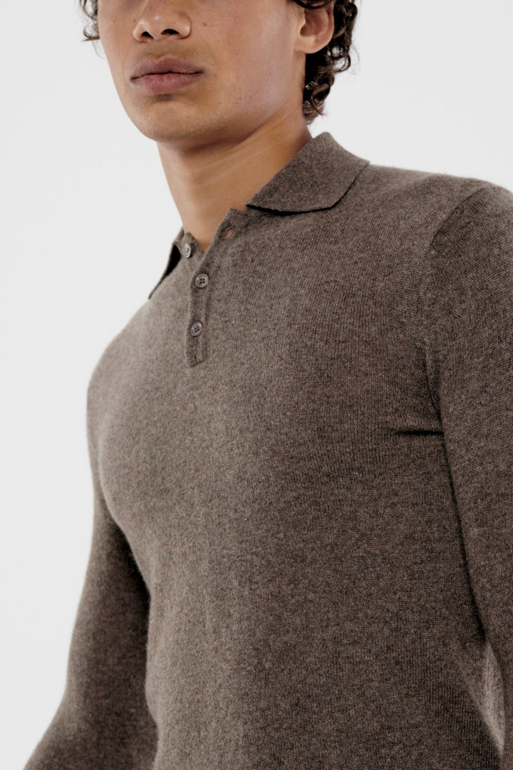 Polo Manches Longues - Douglas - Taupe Chiné