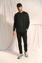 Zipped Hooded Cardigan - Elliot - Black