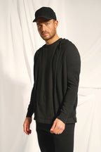 Zipped Hooded Cardigan - Elliot - Black