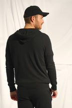 Zipped Hooded Cardigan - Elliot - Black