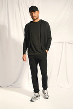 Zipped Hooded Cardigan - Elliot - Black