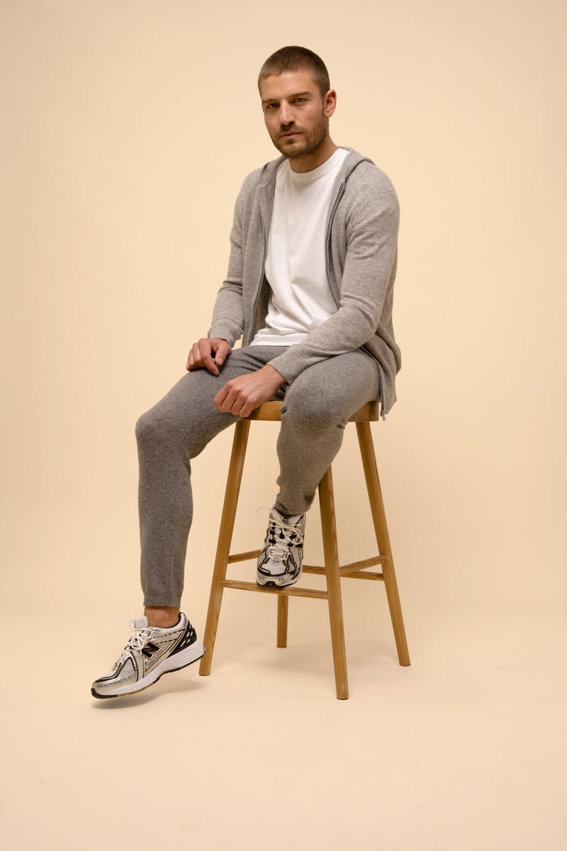 Hooded Zip Cardigan - Elliot - Marl Cloud