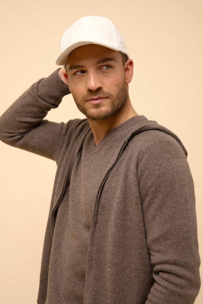 Zip-Up Hooded Cardigan - Elliot - Mottled Taupe
