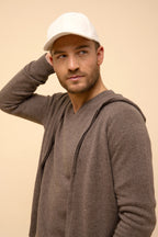 Zip-Up Hooded Cardigan - Elliot - Mottled Taupe