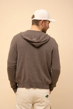 Zip-Up Hooded Cardigan - Elliot - Mottled Taupe