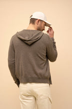 Zip-Up Hooded Cardigan - Elliot - Mottled Taupe