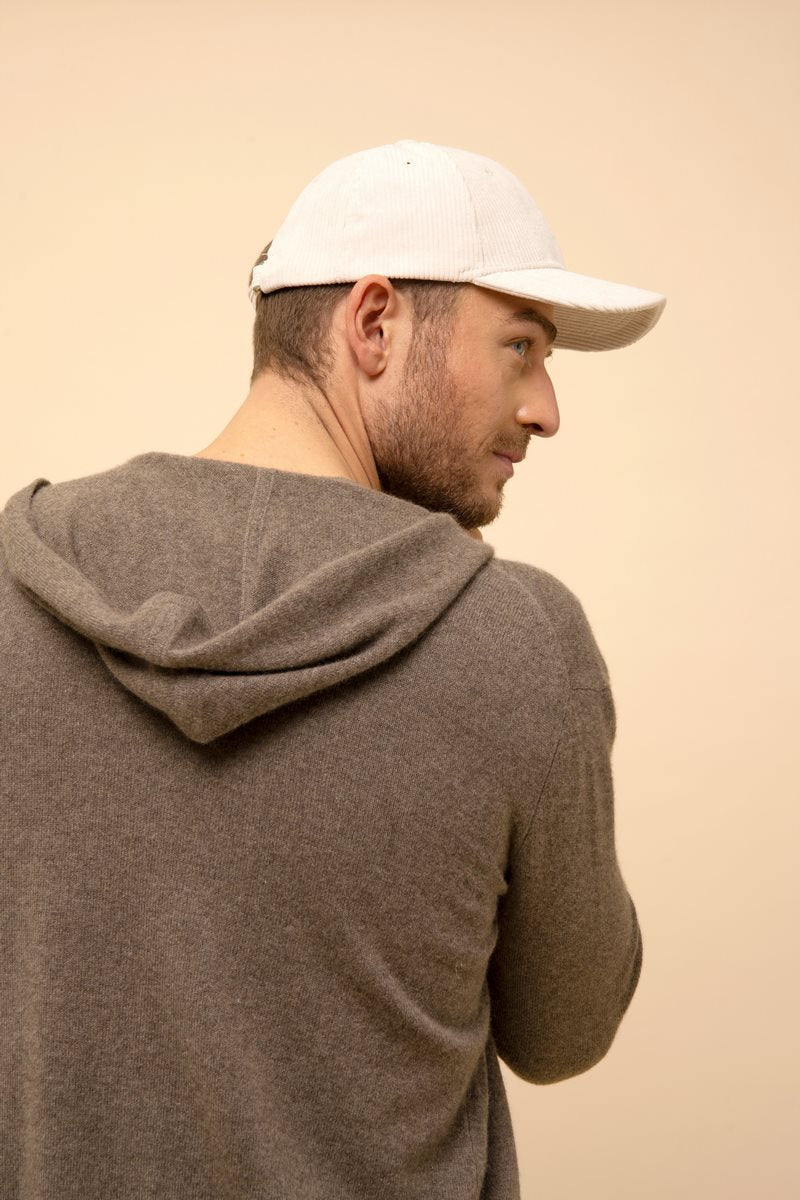 Zip-Up Hooded Cardigan - Elliot - Mottled Taupe