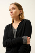 Zipped Hooded Cardigan - Debbie - Black