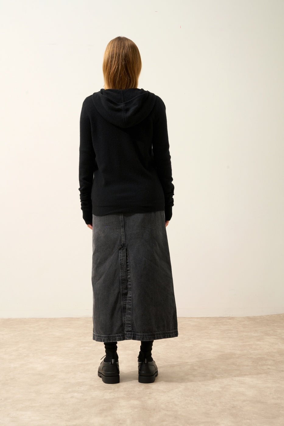 Zipped Hooded Cardigan - Debbie - Black