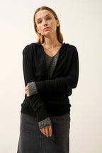 Zipped Hooded Cardigan - Debbie - Black