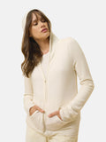 Hooded Zip-Up Cardigan - Debbie - Ivory