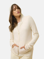 Hooded Zip-Up Cardigan - Debbie - Ivory