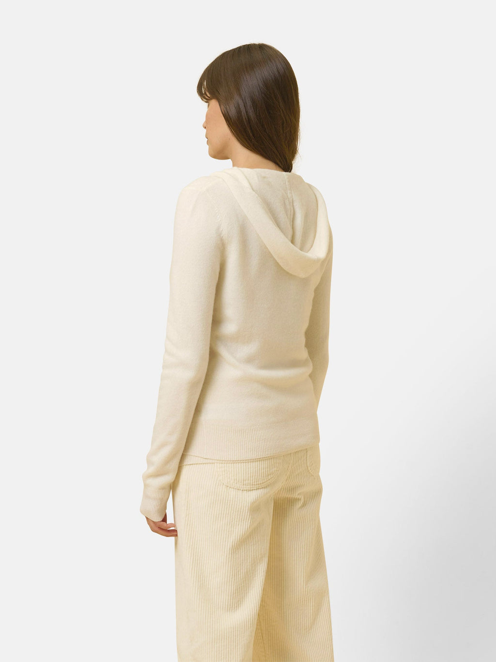 Hooded Zip-Up Cardigan - Debbie - Ivory