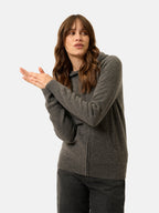 Zip-Up Hooded Cardigan - Debbie - Heathered Anthracite