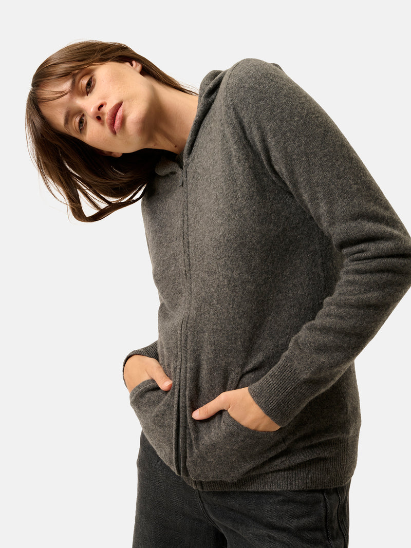 Gilet Zippé Capuche - Debbie - Anthracite Chiné