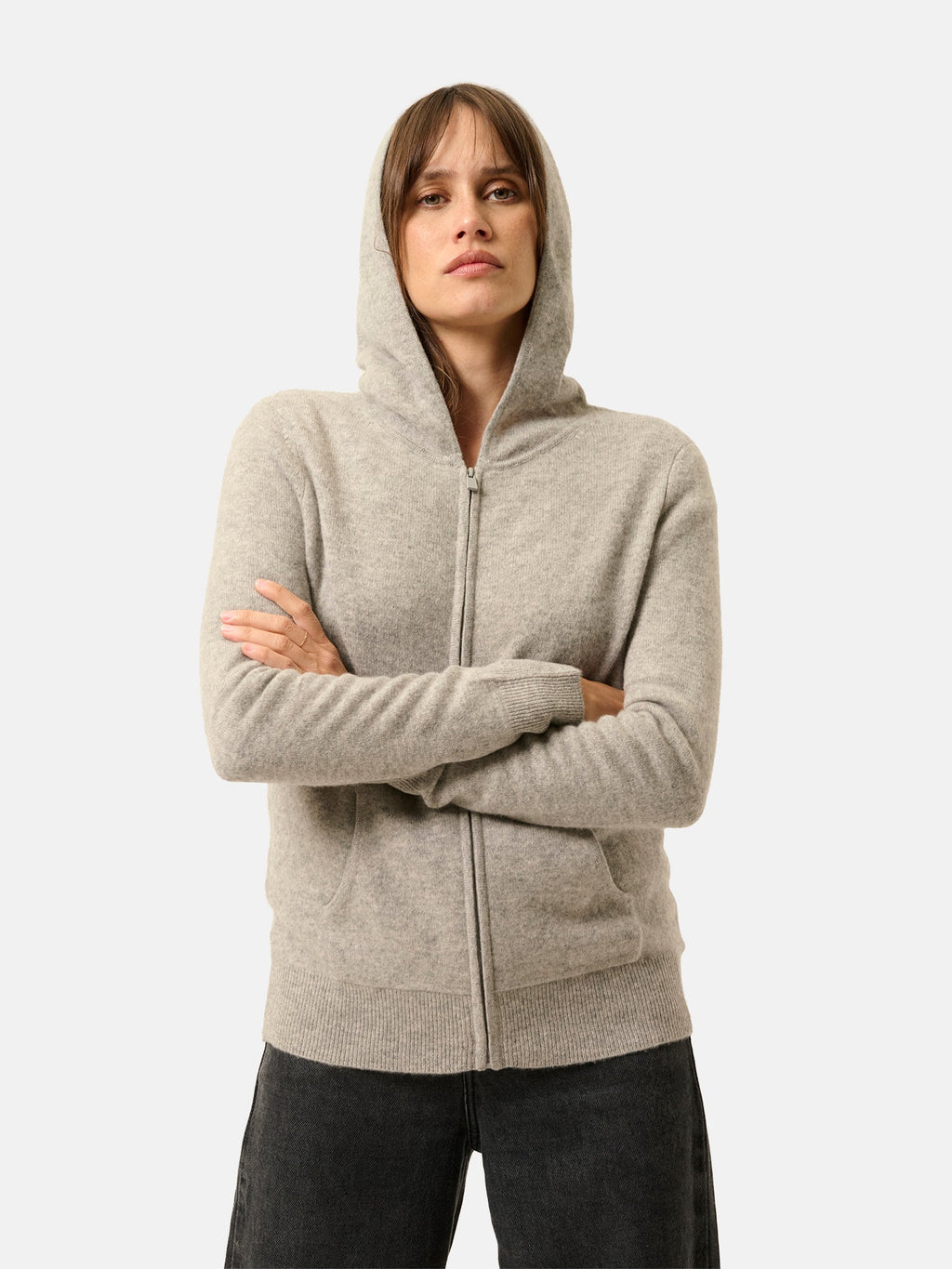 Hooded Zipped Cardigan - Debbie - Nuage Chiné