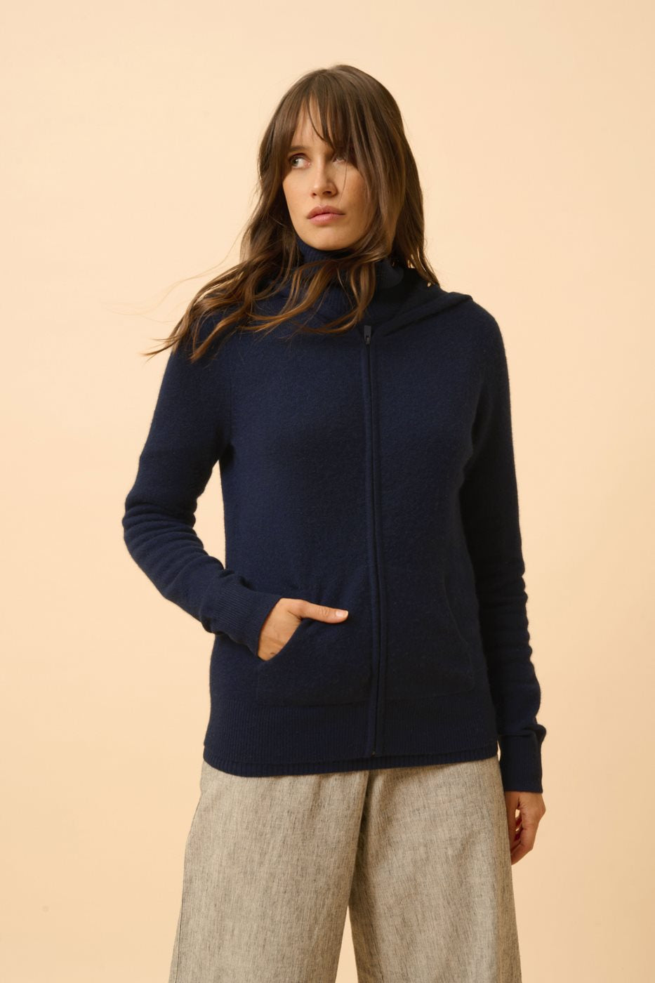 Hooded Zip Gilet - Debbie - Navy