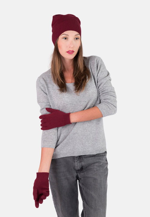 Gants 4 Fils Yann - Bordeaux - 100% Cachemire 4 Fils - Jersey