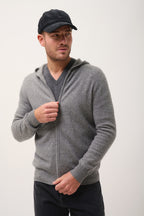 Hooded Zip Cardigan - Elliot - Marl Flannel
