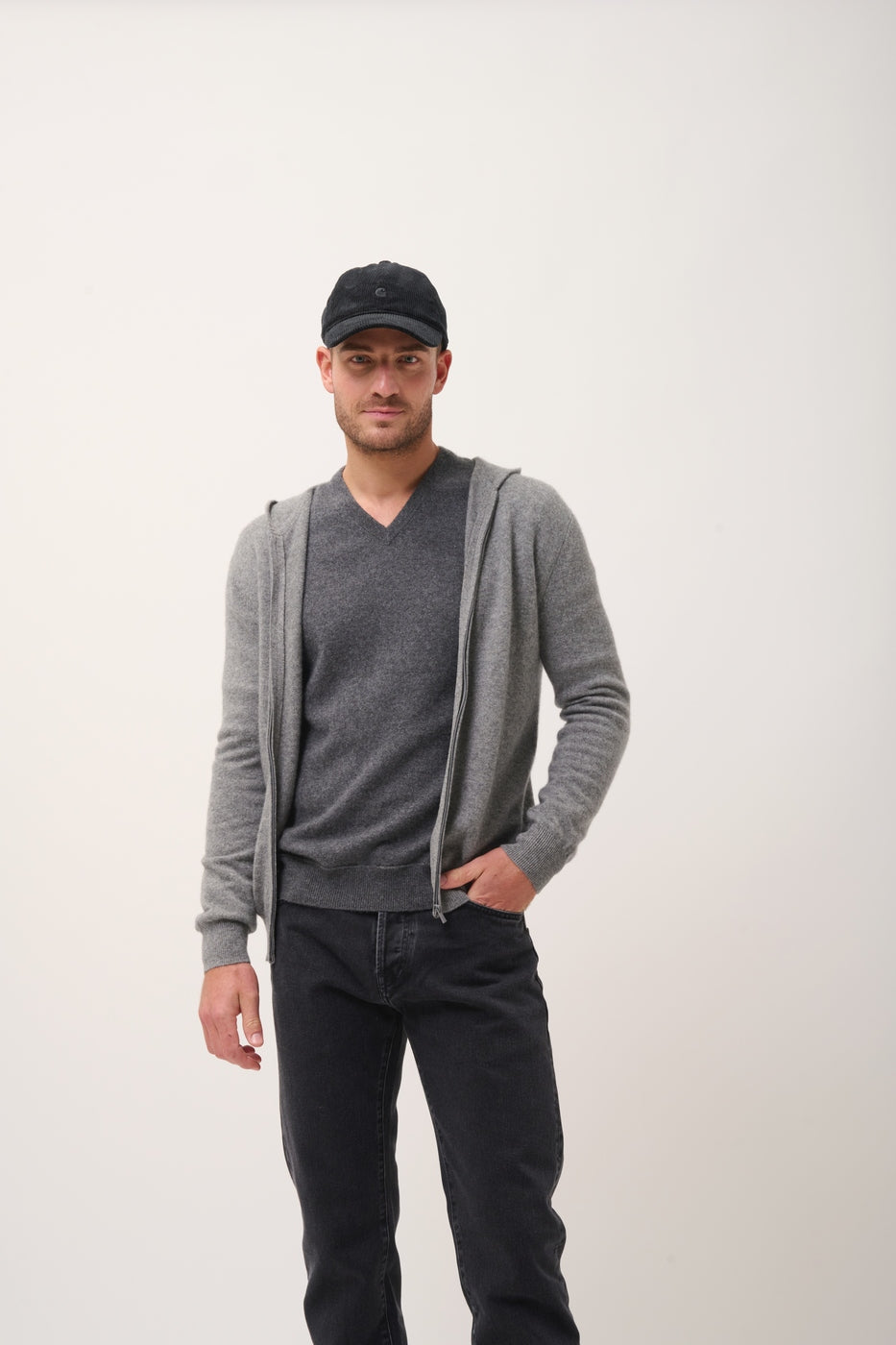 Gilet Zippé Capuche - Elliot - Flanelle Chiné
