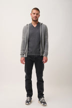Hooded Zip Cardigan - Elliot - Marl Flannel