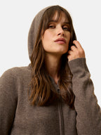 Gilet Zippé Capuche - Debbie - Taupe Chiné