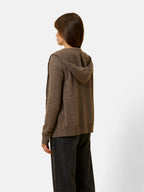 Gilet Zippé Capuche - Debbie - Taupe Chiné