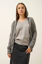 Zip-Up Hooded Cardigan - Debbie - Mottled Flannel