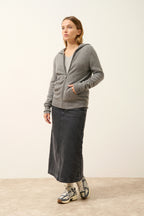 Zip-Up Hooded Cardigan - Debbie - Mottled Flannel