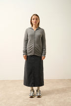 Zip-Up Hooded Cardigan - Debbie - Mottled Flannel