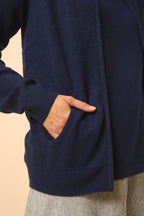 Zip-Up Stand Collar Cardigan - Ayr - Navy