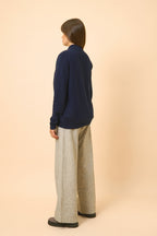 Zip-Up Stand Collar Cardigan - Ayr - Navy