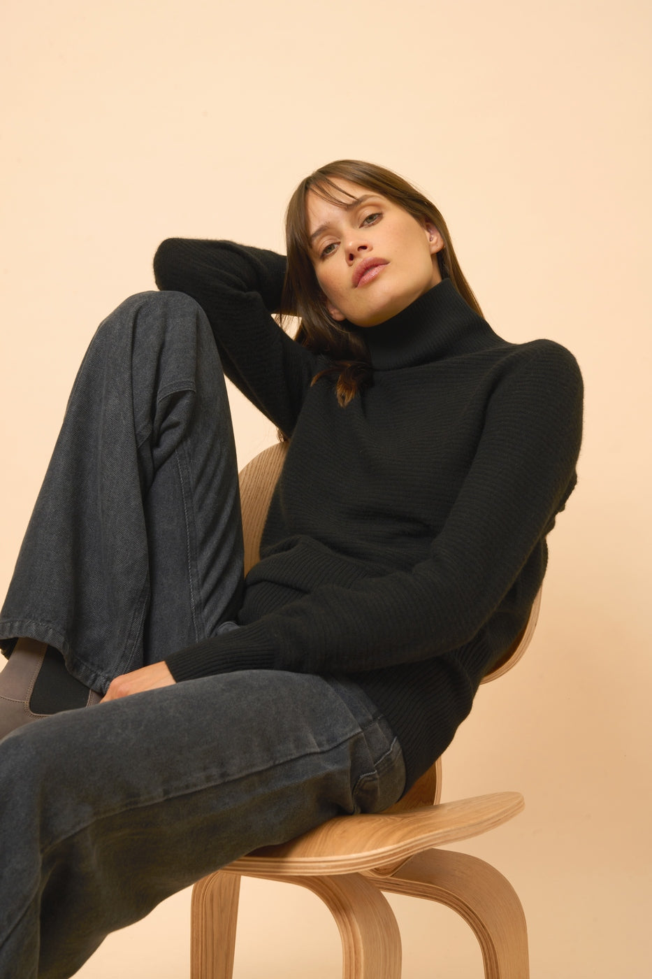 Roll Neck Jumper - Udny - Black