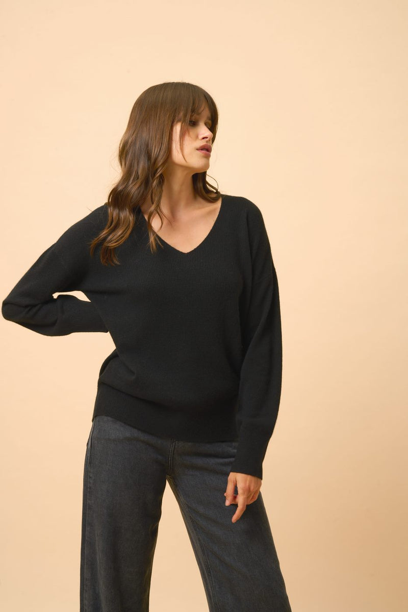 Pull Col V - Birse - Noir