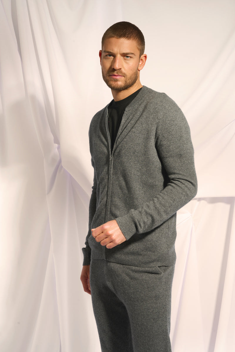 Gilet Zippé Col Mao - Polnoon - Anthracite Chiné