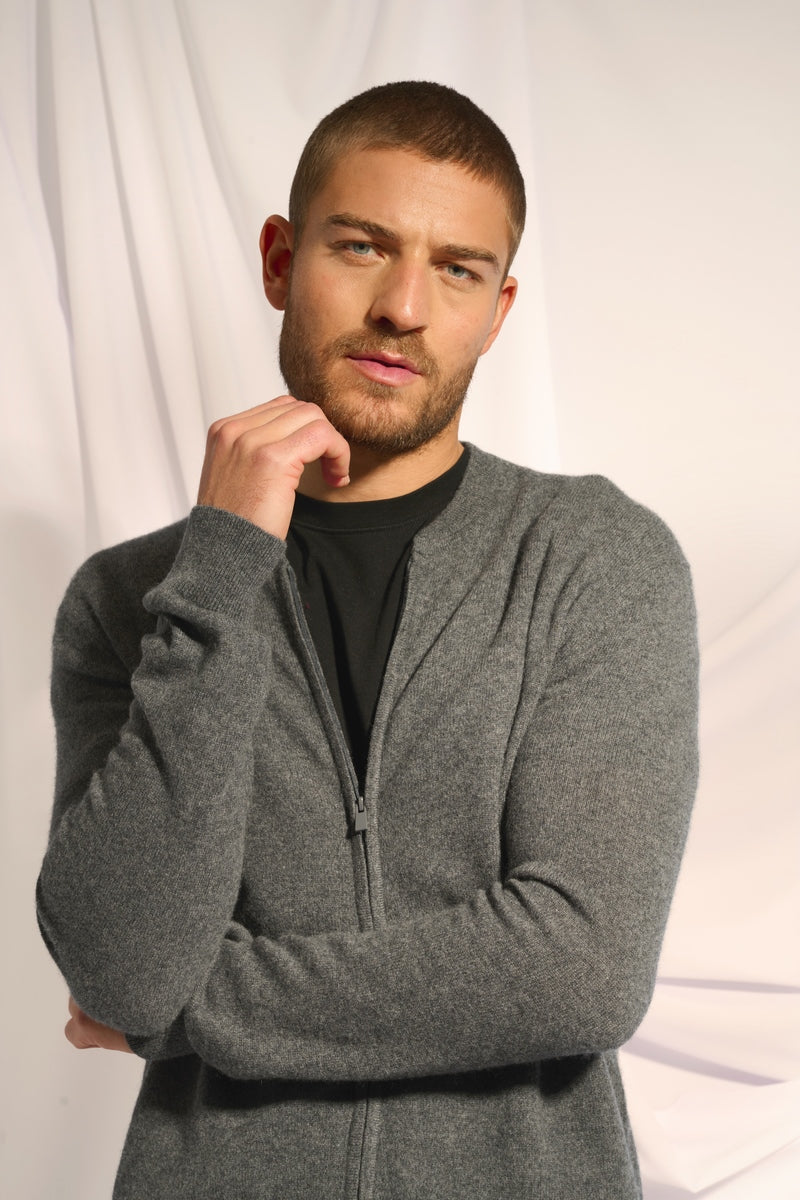 Gilet Zippé Col Mao - Polnoon - Anthracite Chiné