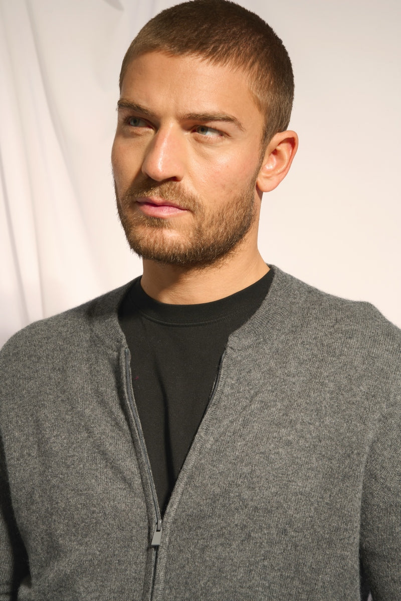 Gilet Zippé Col Mao - Polnoon - Anthracite Chiné